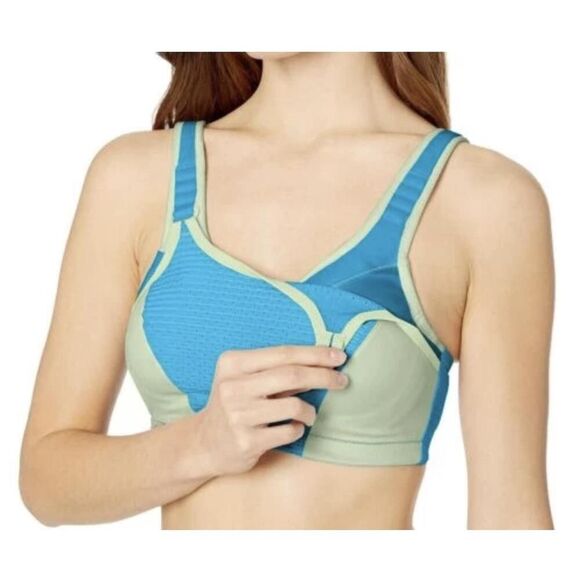Glamorise 32I Double Layer Custom Control High Impact Sports Bra green blue - Picture 2 of 7